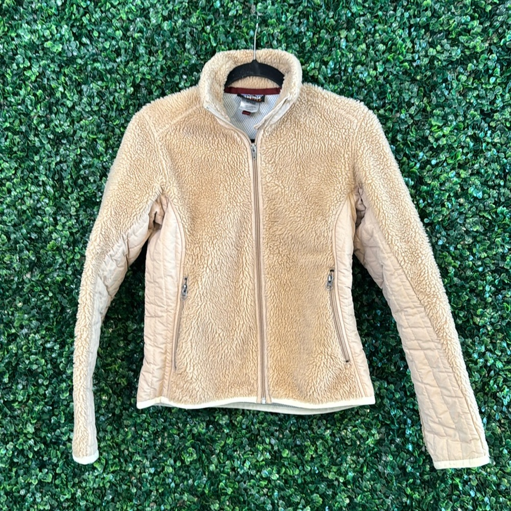 PATAGONIA EUC WOMENS SMALL SYNCHILLA RETRO-X BEIGE FULL ZIP FLEECE JACKET